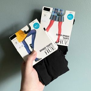 2 pairs of black Hue tights plus size 5